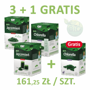 Zestaw 3+1 gratis - BIO Chlorella i Jęczmień Green Ways